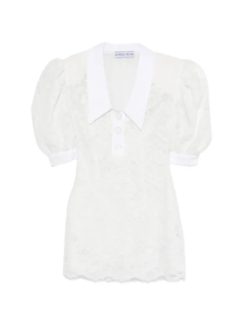 Rowen Rose puffy-sleeves polo mini dress White DRSRR171S