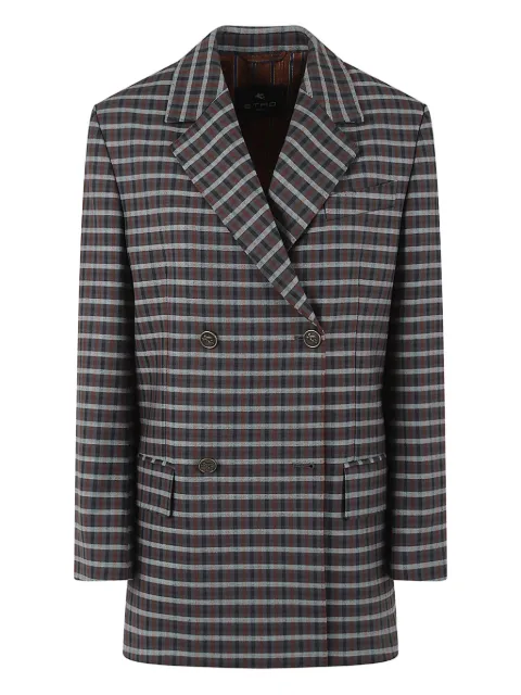 ETRO checked double-breasted jacket Grey WRCA009499TQB79