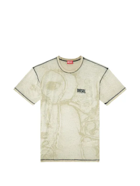 Diesel hemp-cotton T-shirt with all-over print Neutrals A199490BMCI