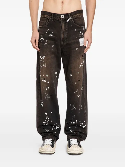 Maison MIHARA YASUHIRO crystal-embellished jeans Brown A15PT025