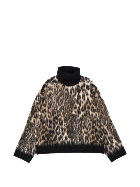 GANNI animal-print roll-neck sweater Neutrals K2664943