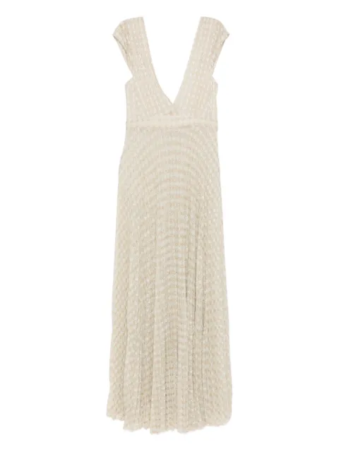 Forte Forte V-neck pleated midi dress Neutrals 14598MYDRESS