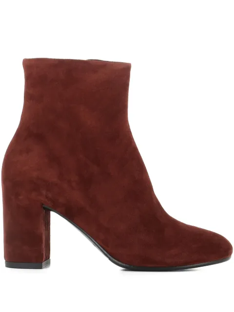Del Carlo block-heel zip boots Brown 12023