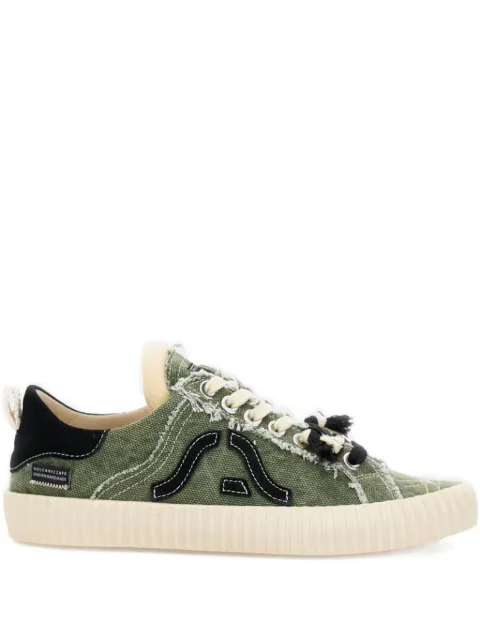 springa canvas frayed-trim sneakers Green WAVYOLONAGREEN