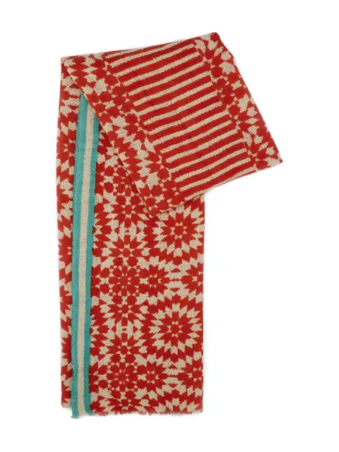 Me & K geometric-pattern cashmere scarf Red IKARIA