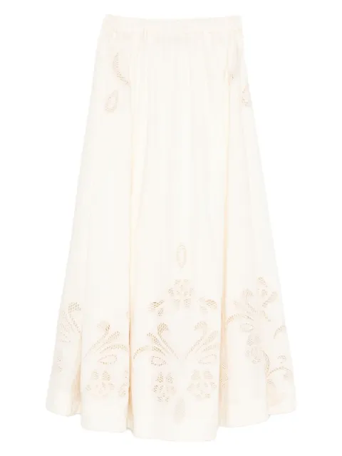 Forte Forte floral-embroidered midi skirt Neutrals 14602MYSKIRT