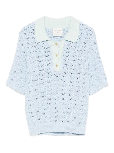 Forte Forte crochet-knit polo top Blue 14664MYKNIT