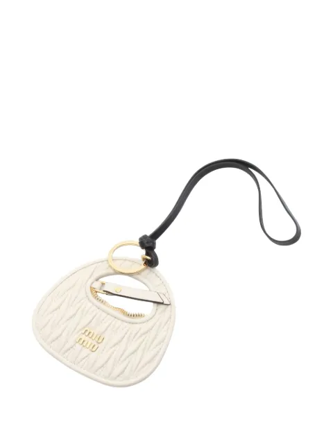 Miu Miu Pre-Owned 2020s Wander quilted leather bag charm Neutrals 1019783