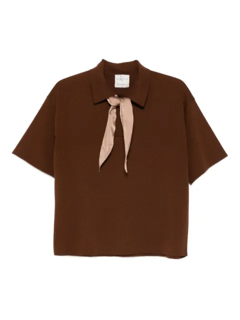 Forte Forte tie-detail polo top Brown 14660MYKNIT