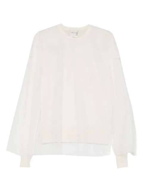 Forte Forte sheer-panel sweater Neutrals 14651BISMYKNIT