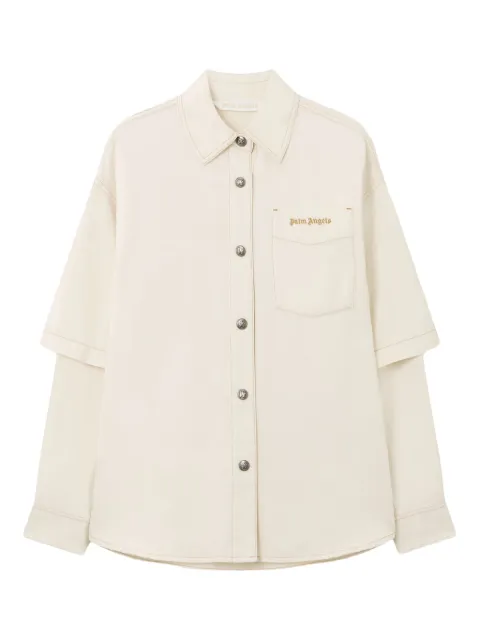 Palm Angels Hybrid buttoned overshirt Neutrals PWYD025F25DEN0010310