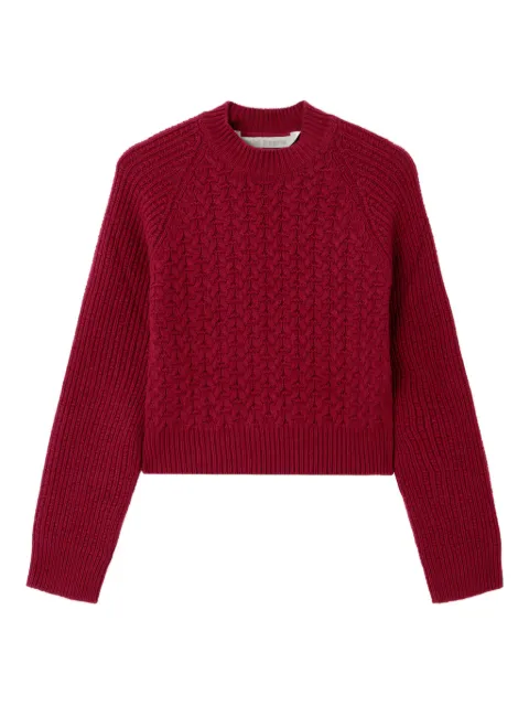Palm Angels curved-logo ribbed-panel sweater Red PWHE077F25KNI0012830