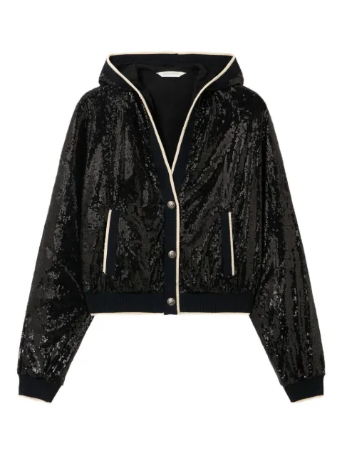 Palm Angels curved logo sequin jacket Black PWEA129F25FAB0011003