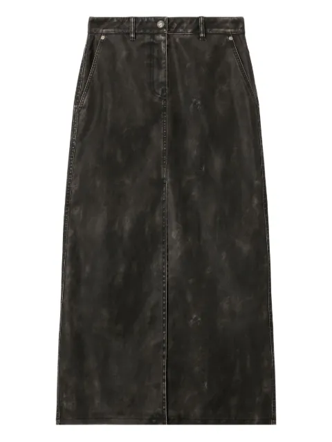 Palm Angels curved-logo coated midi skirt Grey PWJC014F25FAB0010710