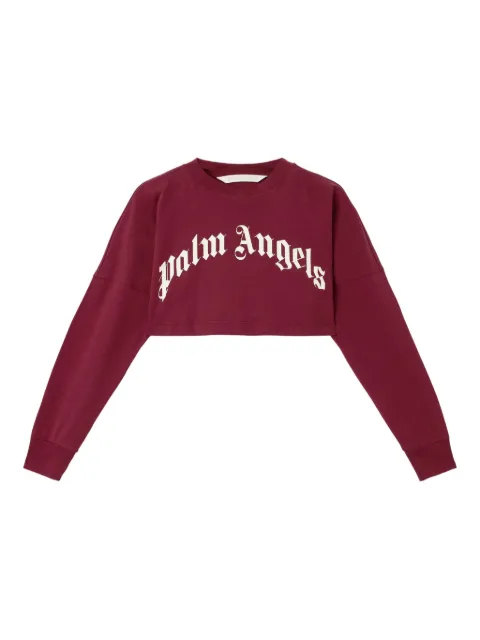 Palm Angels curved-logo cropped sweatshirt Red PWAB023F25JER0022803