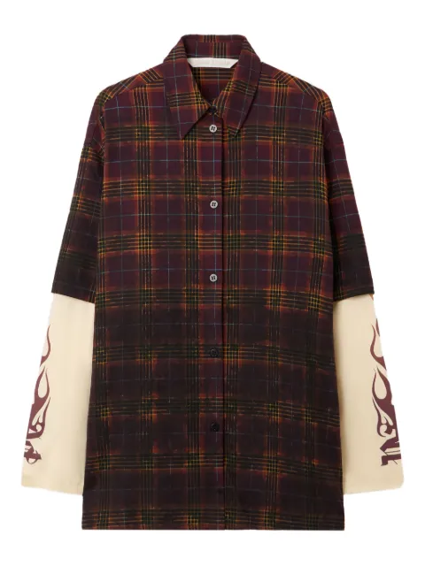 Palm Angels check-flames shirt Red PWGE027F25FAB0012884