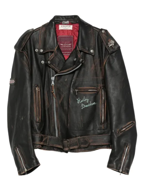 A.N.G.E.L.O. Vintage Cult 2000s embroidered leather jacket Brown AN1500MC