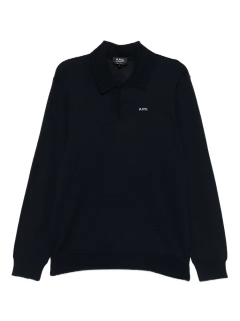 A.P.C. long sleeves polo shirt Blue WOAOCH23442