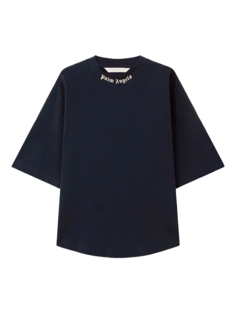 Palm Angels curved-logo T-shirt Blue PWAA07DF25JER0014903