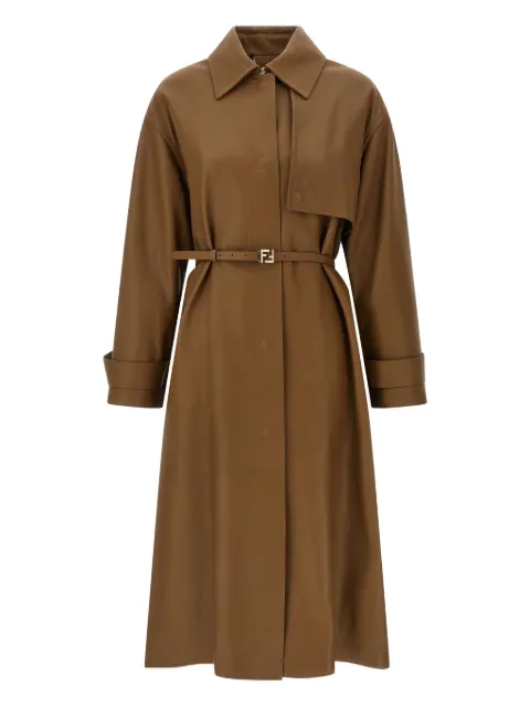 FENDI embossed logo belted trench coat Brown FPS907AUV3