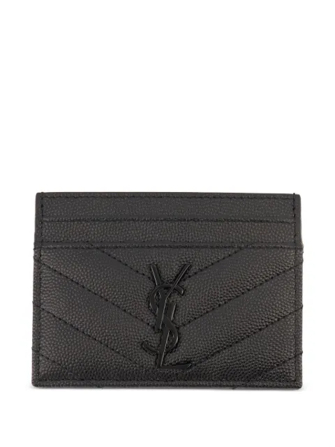 Saint Laurent Cassandre logo card holder Black 423291BOW08GRAINDEPOUDRETECHNOSL