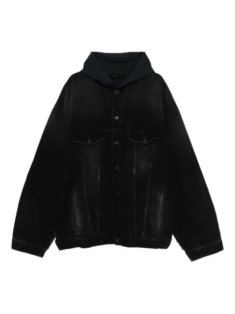 Balenciaga logo-embroidered hooded jacket Black 850703TTW67