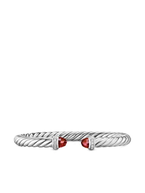 David Yurman sterling silver Cable Flex® rhodolite garnet and diamond bracelet Silver B18729DSSARGDI