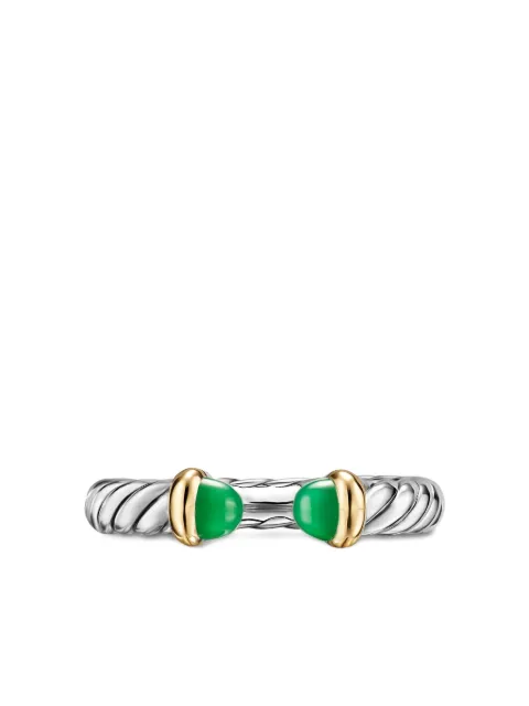 David Yurman sterling silver and 14K yellow gold Petite Cable onyx ring Silver R18268S4BGO