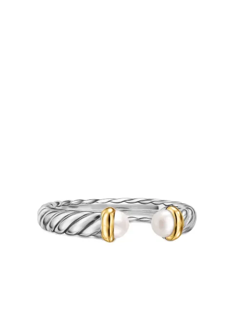 David Yurman sterling silver and 14K yellow gold Petite Cable pearl ring Silver R18268S4BPE