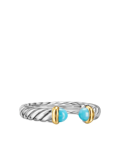 David Yurman sterling silver and 14K yellow gold Petite Cable turquoise ring Silver R18268S4BTR