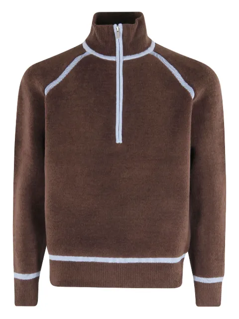 Drôle De Monsieur contrast-piping sweater Brown IPO182WO035097