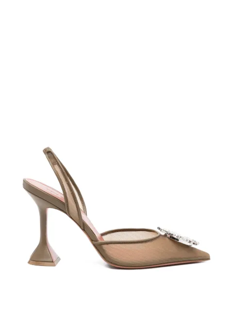 Amina Muaddi Begum embellishment sling pumps Brown BEGUMMESHSLING95