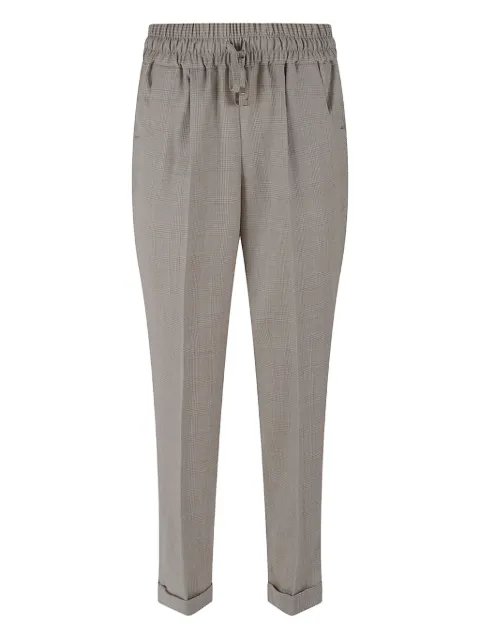 Kiton elasticated-waist check-pattern trousers Neutrals D37102K0513G01