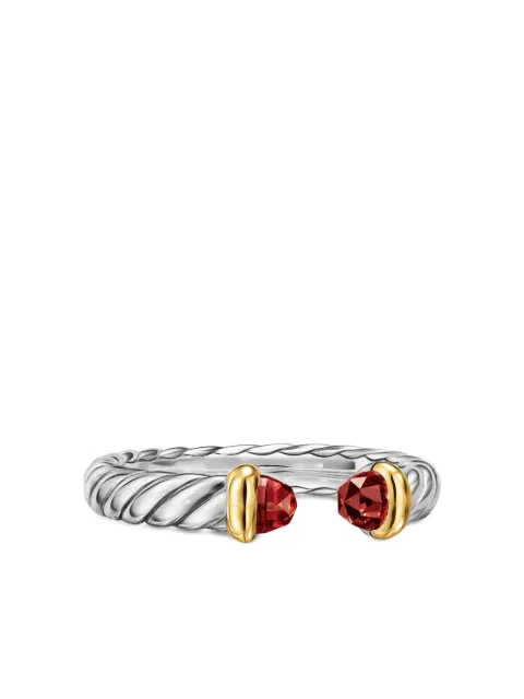 David Yurman sterling silver and 14K yellow gold Petite Cable rhodolite ring Silver R18268S4ARG