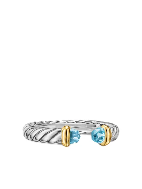 David Yurman sterling silver and 14K yellow gold Petite Cable topaz ring Silver R18268S4ABT