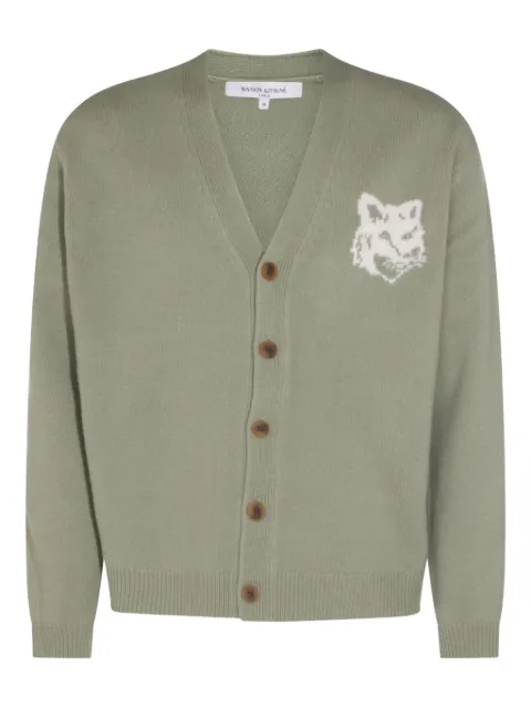 Maison Kitsuné Fox Head-intarsia cardigan Green PM00509KM03290396