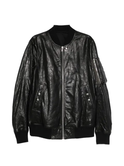 Rick Owens classic flight leather bomber jacket Black RU01F2778LBE