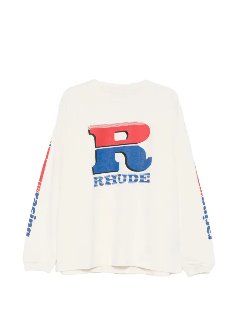 RHUDE petrol logo long-sleeve T-shirt Neutrals RHPS26TT17012
