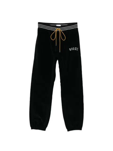 RHUDE logo velour track pants Black RHPS26PA01016