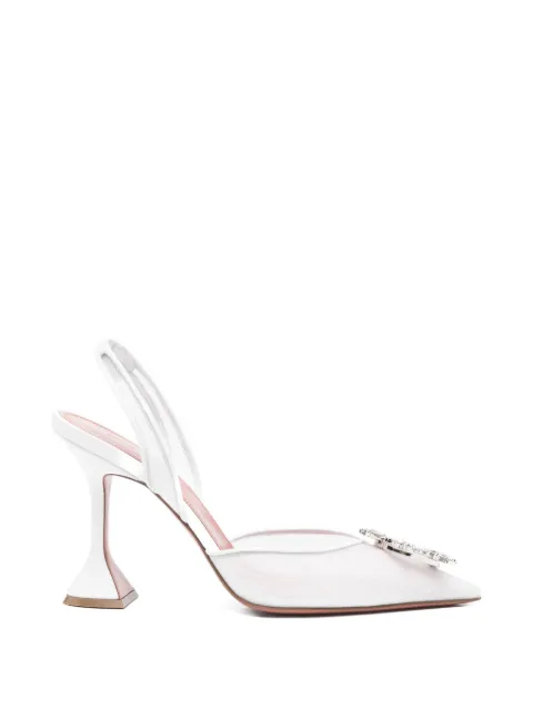 Amina Muaddi Begum mesh embellishment pumps White BEGUMMESHSLING95