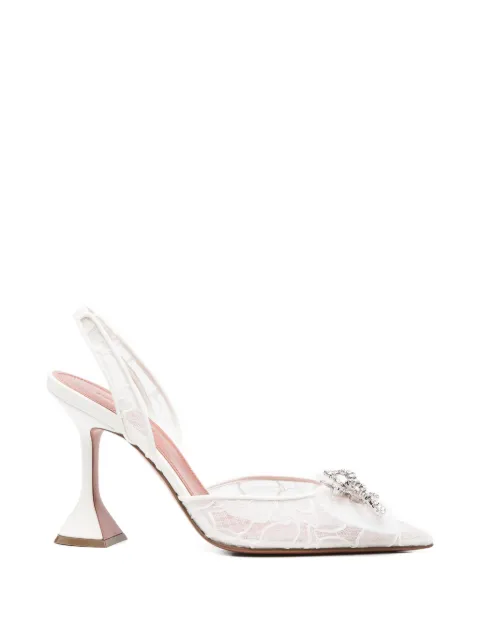 Amina Muaddi Rosie lace-embellished slingback pumps White ROSIELACESLING95