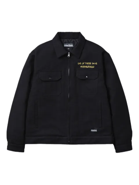 Neighborhood logo-detail zip-up jacket Black 252AQODNJKM01
