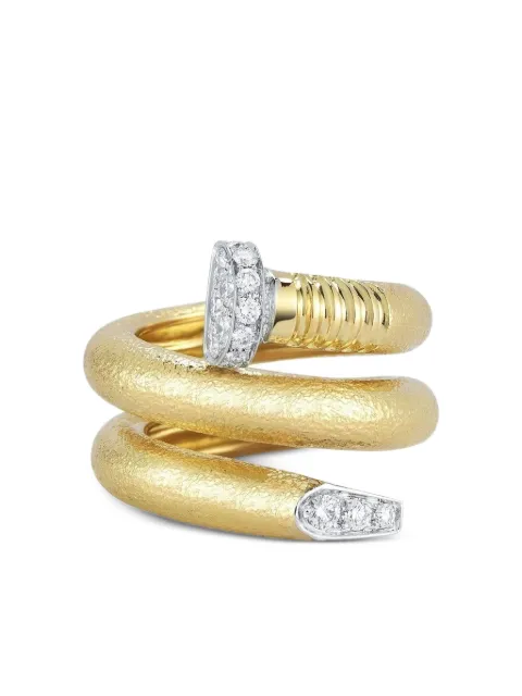 David Webb 18K yellow gold Hammered Nail diamond ring Gold O16030162R