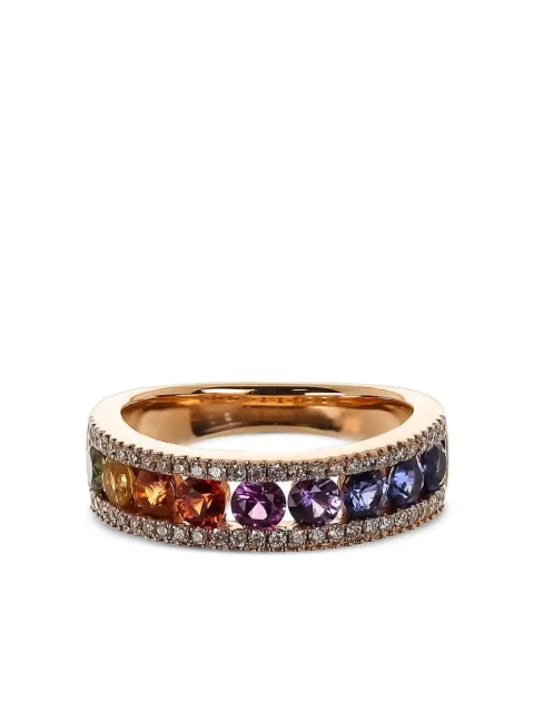 Lisa Nik 18K rose gold sapphire and diamond ring Pink RNBWRGRD25