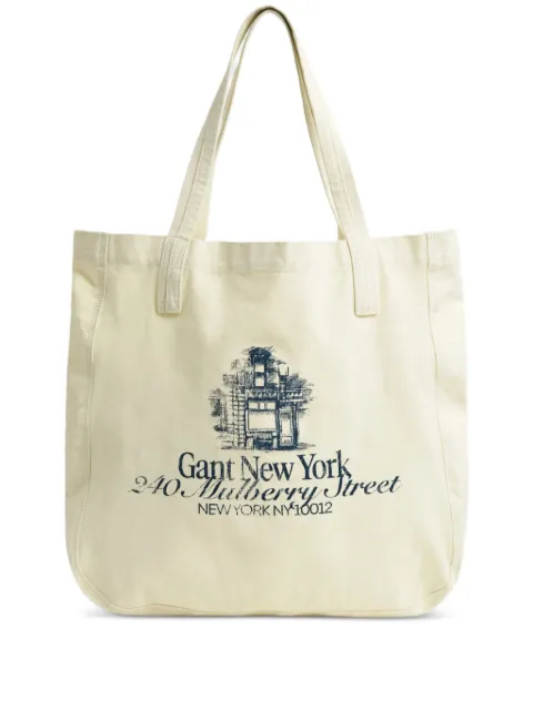 GANT 240 Mulberry Street printed tote bag Neutrals 9970217130