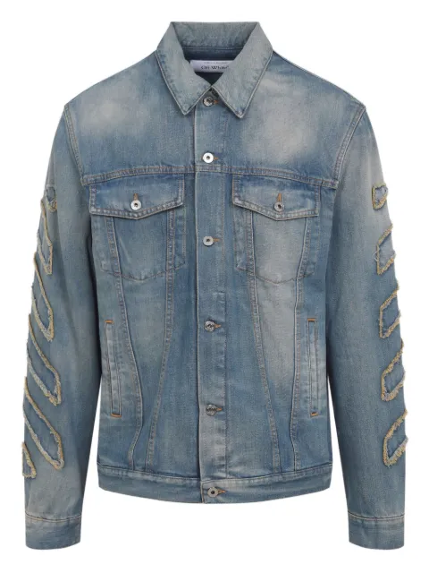 Off-White frayed cotton jacket Blue OMYE09BF25DEN0014141