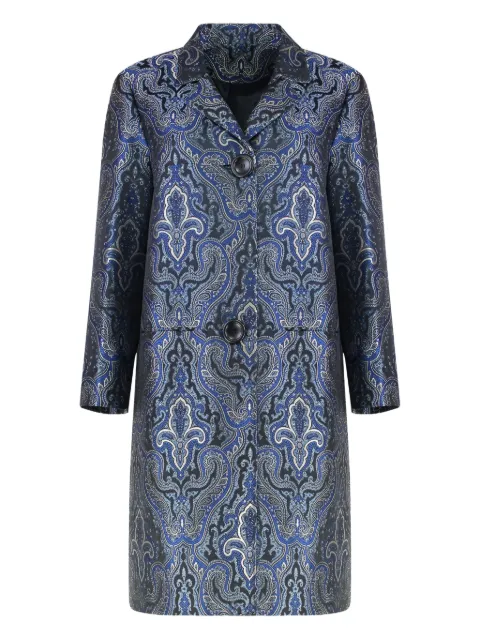 CARLOTTA CANEPA patterned-jacquard single-breasted coat Blue SPFEYEI7J10000081