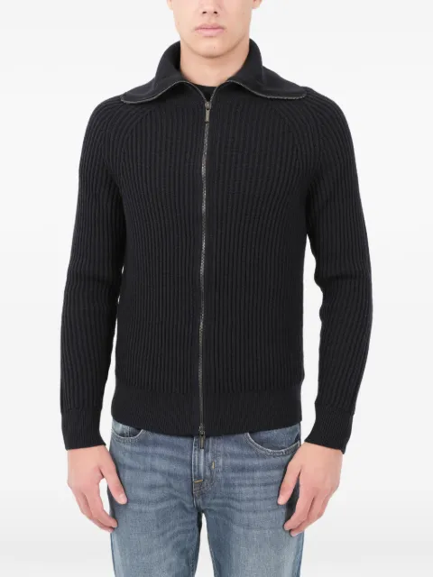 Zanone funnel-neck zip-up cardigan Black 810155