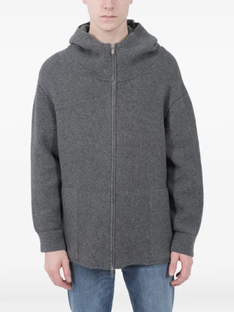 Re_branded hooded zip-up cardigan Grey U4WD52