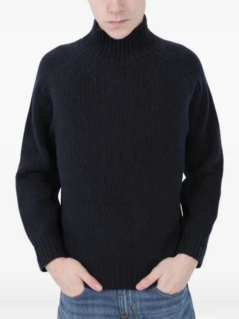 Re_branded roll-neck ribbed sweater Blue U4WD54